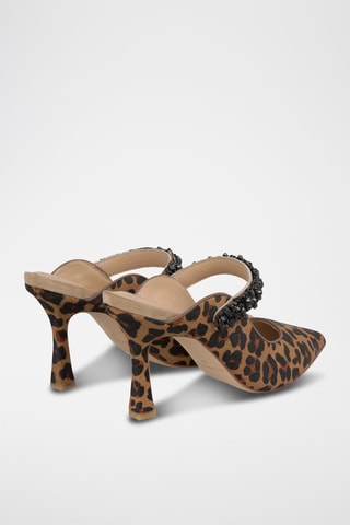 ##Mules à talons en nubuck - Camel