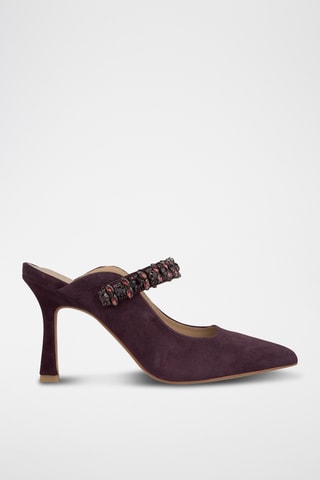 ##Mules à talons en nubuck - Bordeaux