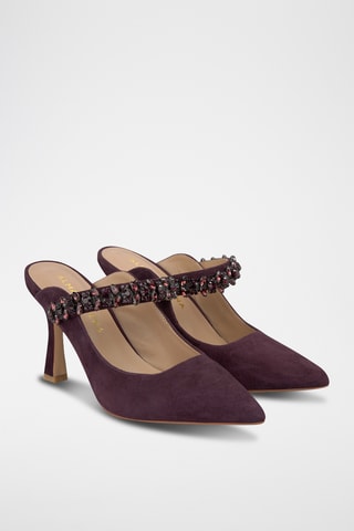 ##Mules à talons en nubuck - Bordeaux