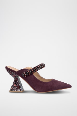 ##Mules à talons en nubuck - Bordeaux