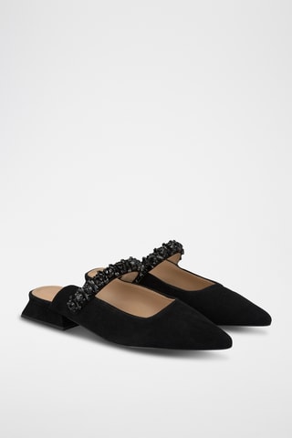 ##Mules en nubuck - Noir