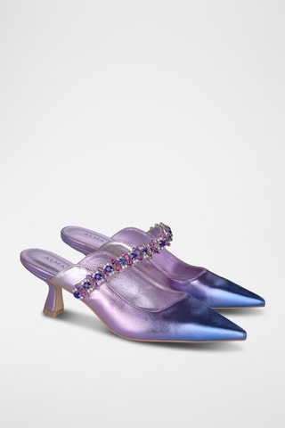 ##Mules à talons en cuir - Violet