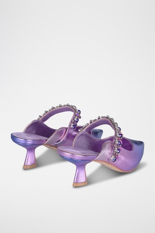 ##Mules à talons en cuir - Violet