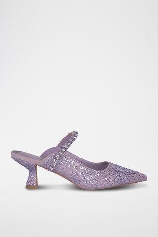 ##Mules à talons en cuir - Mauve