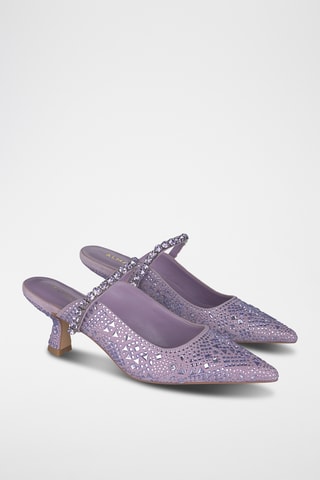 ##Mules à talons en cuir - Mauve