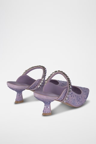 ##Mules à talons en cuir - Mauve