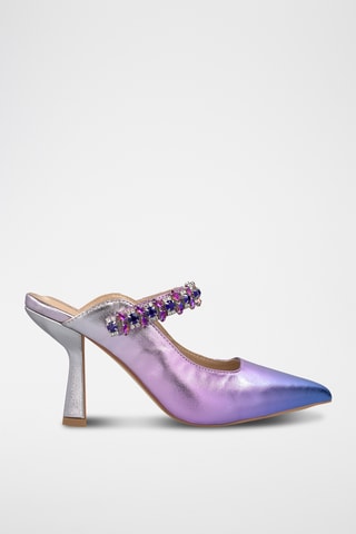 ##Mules à talons en cuir - Violet