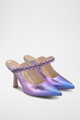 ##Mules à talons en cuir - Violet