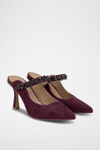 ##Mules à talons en nubuck - Bordeaux
