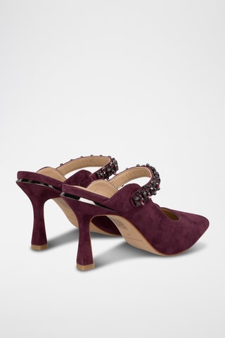 ##Mules à talons en nubuck - Bordeaux