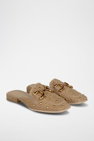 ##Mules en cuir - Beige