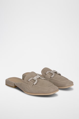 ##Mules en nubuck - Taupe