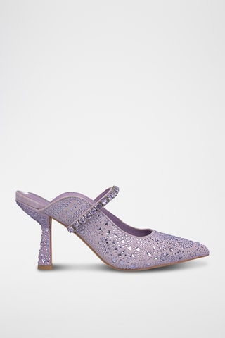 ##Mules à talons en nubuck - Mauve
