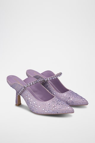 ##Mules à talons en nubuck - Mauve