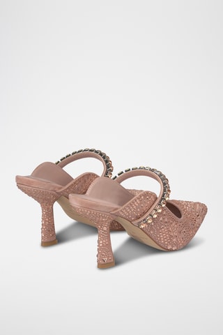 ##Mules à talons en nubuck - Vieux rose