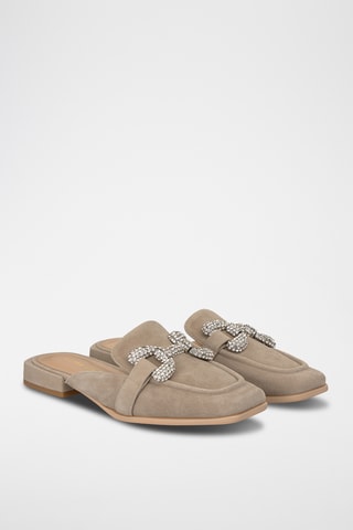 ##Mules en nubuck - Taupe