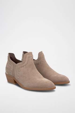 ##Low boots en croûte de cuir nubuck - Beige