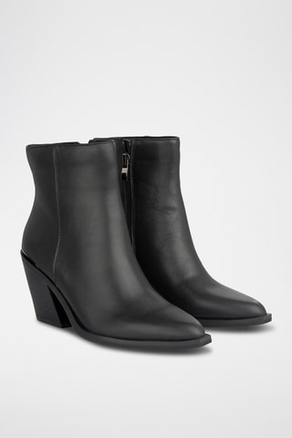 ##Bottines en cuir nappa - Noir