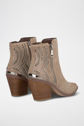##Bottines en croûte de cuir nubuck - Beige