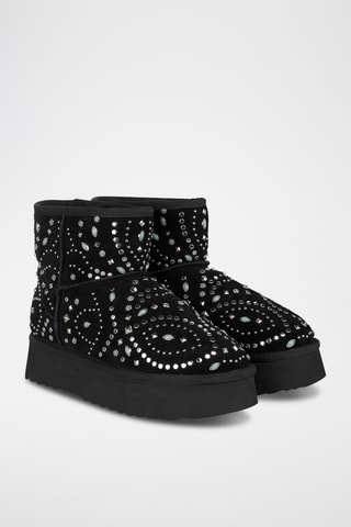 Bottines plateformes fourrées - Noir