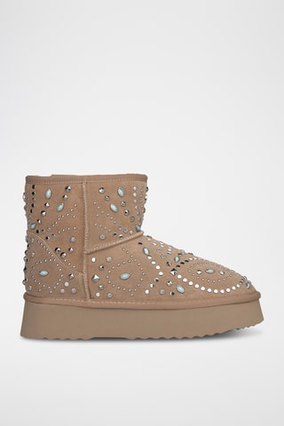 Bottines plateformes fourrées - Beige