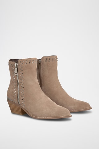 ##Bottines en croûte de cuir nubuck - Beige