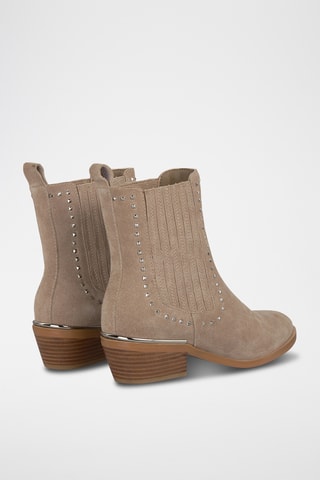 Bottines Chelsea en croûte de cuir nubuck - Beige