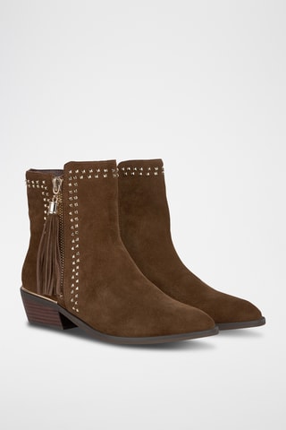 Bottines en croûte de cuir nubuck - Camel