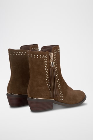Bottines en croûte de cuir nubuck - Camel