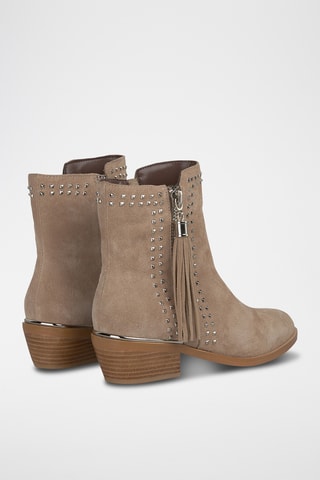 Bottines en croûte de cuir nubuck - Beige