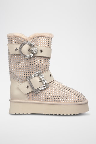 Bottines plateformes fourrées - Beige