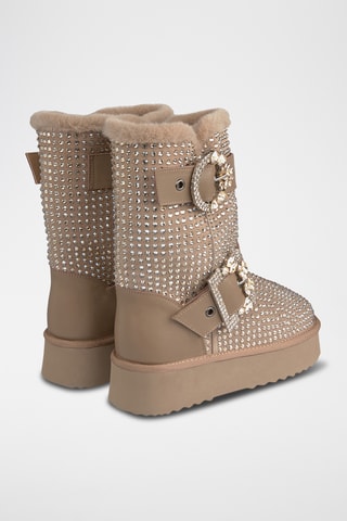 Bottines plateformes fourrées - Beige