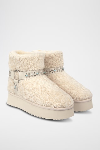 Bottines plateformes fourrées - Beige