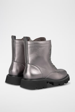 ##Bottines en croûte de cuir - Argenté