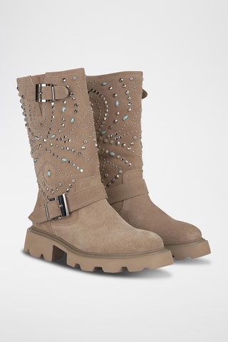 Bottes en croûte de cuir - Camel