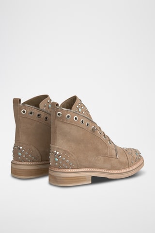 ##Bottines en croûte de cuir - Camel
