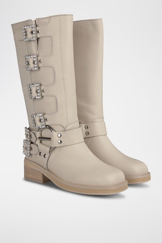 Bottes en cuir nappa - Ecru