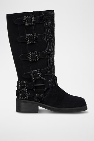 Bottes en croûte de cuir - Noir
