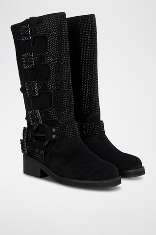 Bottes en croûte de cuir - Noir