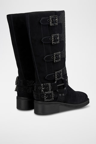Bottes en croûte de cuir - Noir