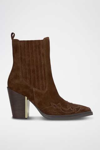 ##Bottines Chelsea en croûte de cuir - Camel