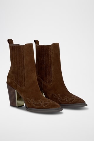 ##Bottines Chelsea en croûte de cuir - Camel