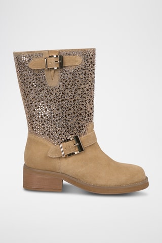 Bottes en croûte de cuir nubuck - Beige