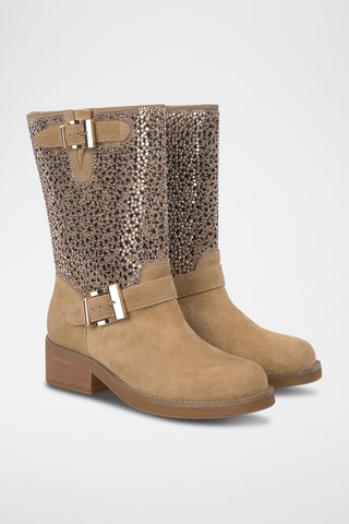 Bottes en croûte de cuir nubuck - Beige