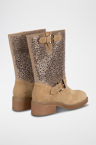 Bottes en croûte de cuir nubuck - Beige