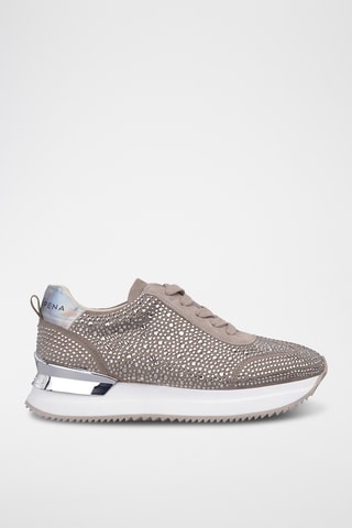 ##Baskets plateformes en nubuck - Taupe