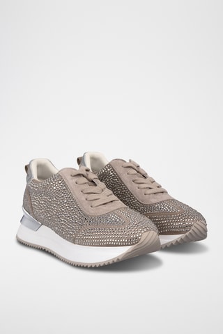 ##Baskets plateformes en nubuck - Taupe
