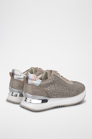 ##Baskets plateformes en nubuck - Taupe