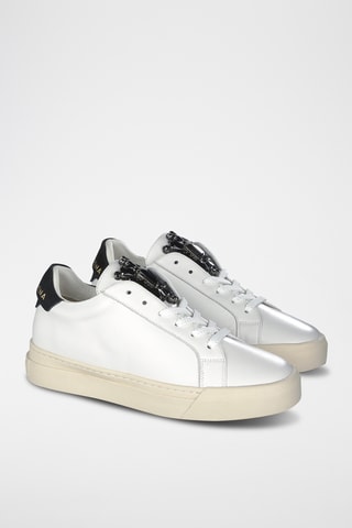 ##Baskets plateformes en cuir - Blanc et noir