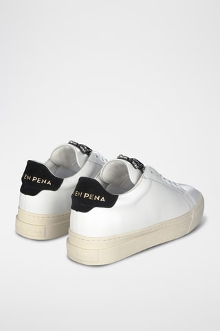 ##Baskets plateformes en cuir - Blanc et noir